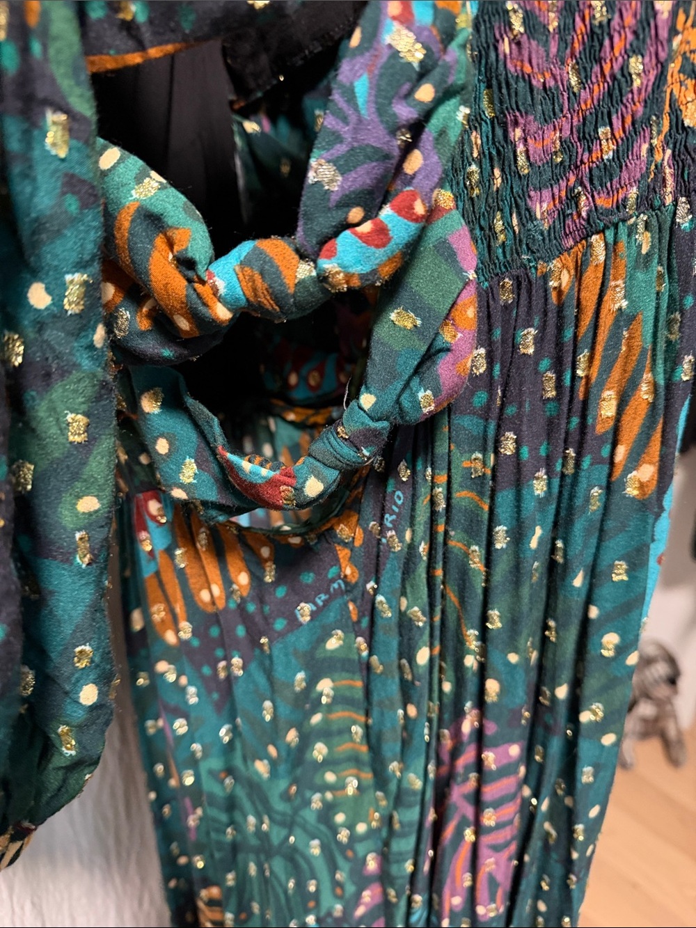 FARM Rio Teal Maxi Dress with Mustard & Teal Botanical Print - Picture 4 of 4